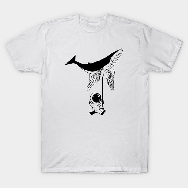 Astronaut and Humpbackwhale T-Shirt by Carries Design 